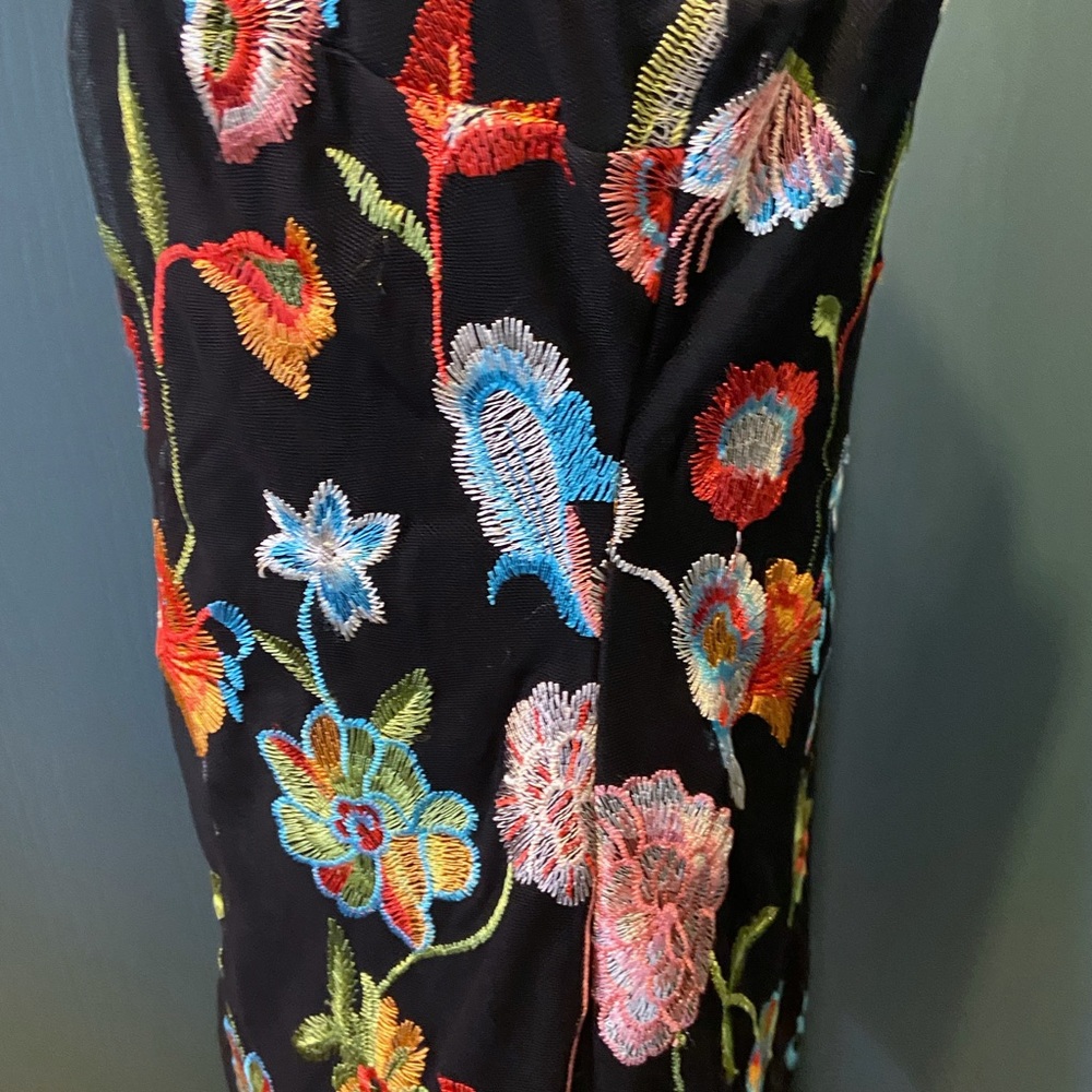Darian Black multi colored floral embroidered dress short 12 homecoming - Picture 3 of 8